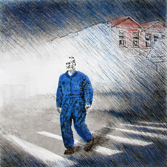 Monoprint on Tiepole paper 'Down the line'